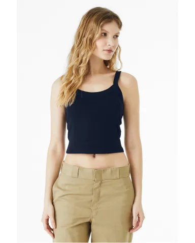 Bella + Canvas 1012 Ladies' Micro Ribbed Scoop Tan in Solid navy blend front view