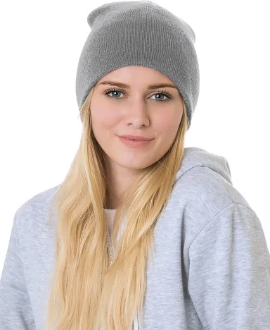Bayside Apparel 3888 Union Made 8 Beanie in Dark ash front view