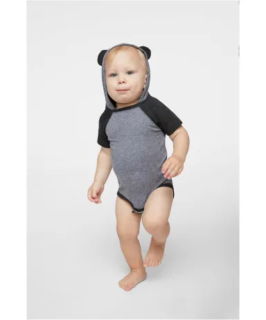 Rabbit Skins 4417 Infant Character Hooded Bodysuit in Gran hth/ vn smk front view