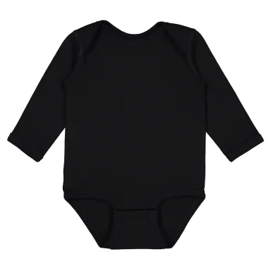 Rabbit Skins 4421 Infant Long Sleeve Jersey Bodysu in Black front view