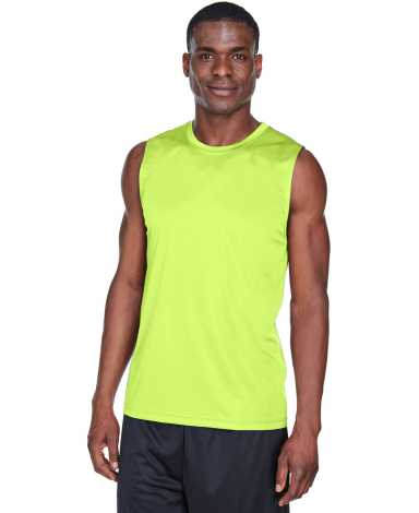 Team 365 TT11M Men's Zone Performance Muscle T-Shi in Safety yellow front view