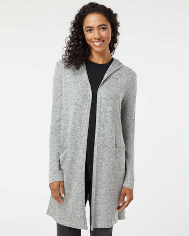 Boxercraft L08 Ladies' Cuddle Cardigan in Oxford heather front view