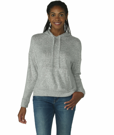 Boxercraft BW1501 Ladies' Cuddle Soft Hooded Sweat in Oxford heather front view