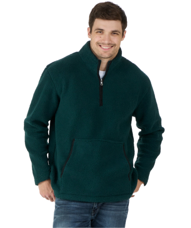 Boxercraft BM8510 Men's Everest Pile Fleece Half-Z in Moss/ black front view