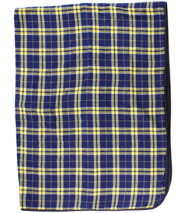 Boxercraft FB250 Premium Flannel Blanket in Navy/ gold plad front view