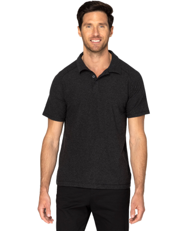 Threadfast Apparel 382PL Unisex Impact Polo in Black heather front view