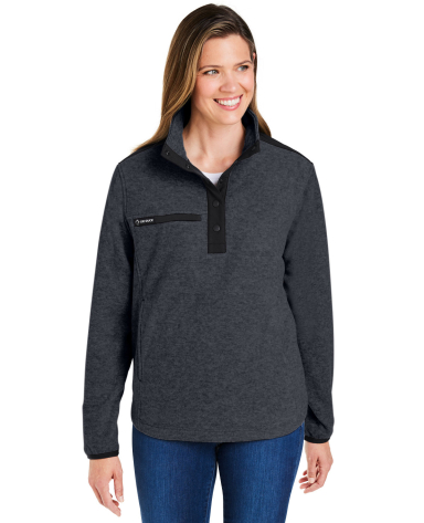 DRI DUCK 9341 Ladies' Sierra Melange Heather Fleec in Charcoal/ black front view