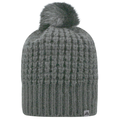 J America TW5005 Adult Slouch Bunny Knit Cap in Grey front view