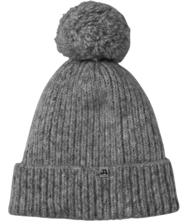 J America 5009JA Swap-a-Pom Knit Hat in Charcoal heather front view