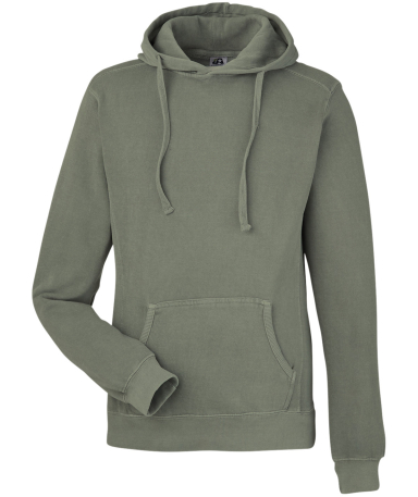 J America 8730 Unisex Pigment Dyed Fleece Hooded S in Spruce front view