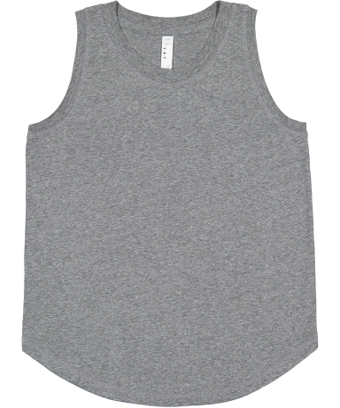 LA T 2692 Youth Relaxed Tank in Graphite heather front view