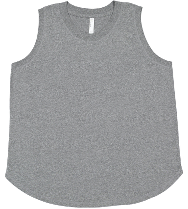 LA T 3892 Ladies' Curvy Relaxed Tank in Graphite heather front view