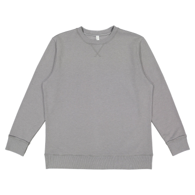 LA T 6935 Adult Vintage Wash Fleece Sweatshirt in Washed gray front view