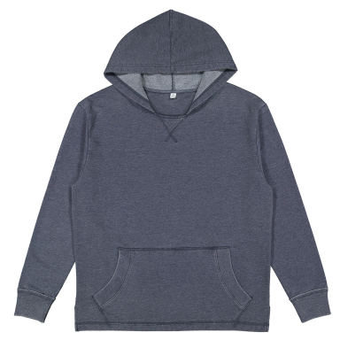 LA T 6936 Adult Vintage Wash Fleece Hooded Sweatsh in Washed navy front view