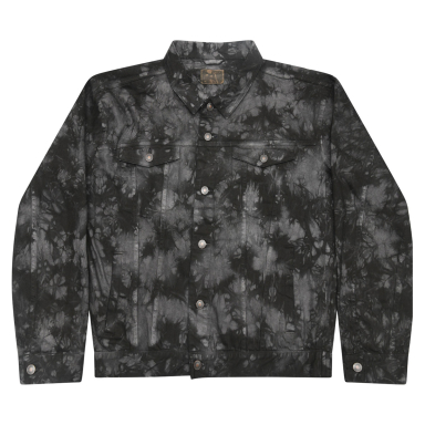 Tie-Dye 9050 Unisex Denim Jacket in Crystal black front view