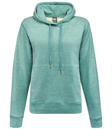 J America 8742 Ladies' Electric Fleece Hooded Swea in Electric jade front view