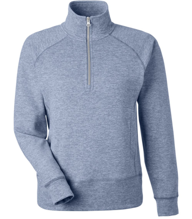 J America 8743 Ladies' Electric Fleece Quarter-Zip in Electric midnght front view