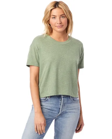 Alternative Apparel 5114 Women's Headliner Cropped in Vintage pine front view