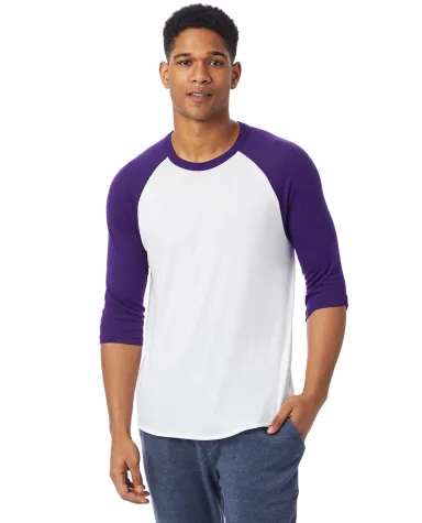 Alternative Apparel 5127 Keeper Vintage Jersey Bas in White/ dp violet front view