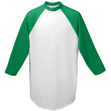 Augusta Sportswear 4420 Three-Quarter Sleeve Baseb WHITE/ KELLY front view