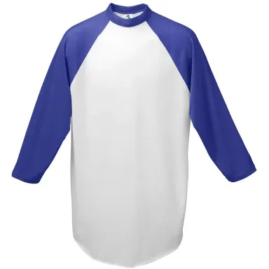 Augusta Sportswear 4420 Three-Quarter Sleeve Baseb WHITE/ PURPLE front view