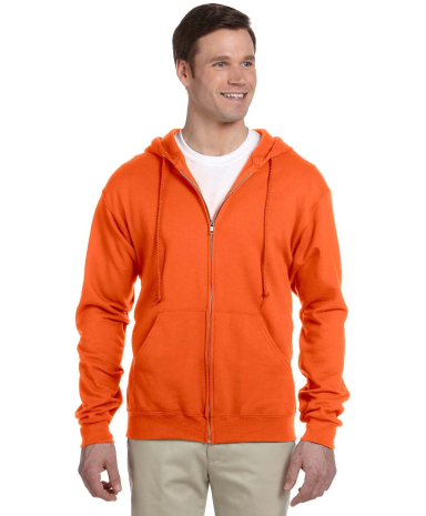 993 Jerzees 8 oz. NuBlend® 50/50 Full-Zip Hood in Safety orange front view