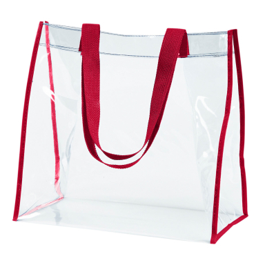 BAGedge BE252 Clear PVC Tote in Red front view