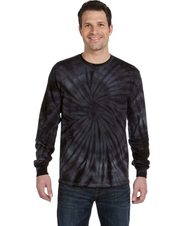 Tie-Dye CD2000 Adult 5.4 oz. 100% Cotton Long-Slee SPIDER BLACK front view