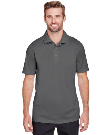 UltraClub UC102 Men's Cavalry Twill Performance Po CHARCOAL/ BLACK front view