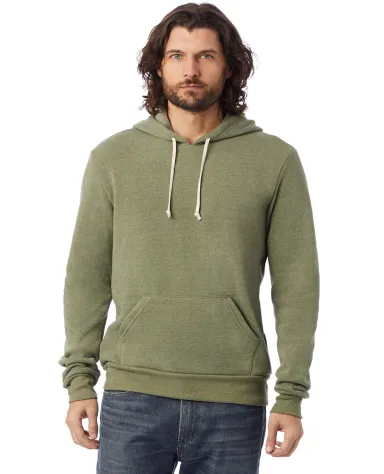 Alternative Apparel 9595F2 Pullover Hoodie in Eco tr army grn front view