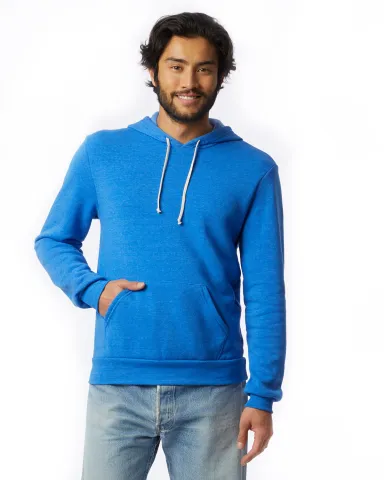 Alternative Apparel 9595F2 Pullover Hoodie in Ec tr pacif blue front view