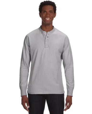 J. America - Vintage Brushed Jersey Henley - 8244 OXFORD front view