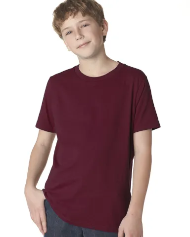 Next Level 3310 Boy's S/S Crew  in Maroon front view