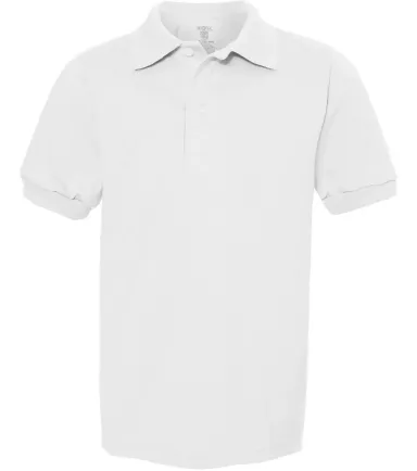 437Y Jerzees Youth 50/50 Jersey Polo with SpotShie WHITE front view