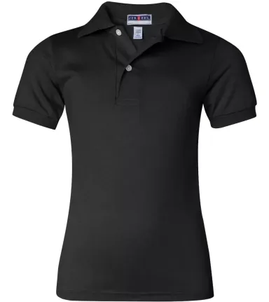 437Y Jerzees Youth 50/50 Jersey Polo with SpotShie BLACK front view