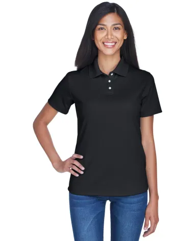 8445L UltraClub Ladies' Cool & Dry Stain-Release P BLACK front view