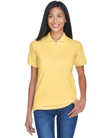 8530 UltraClub® Ladies' Classic Pique Cotton Polo YELLOW front view