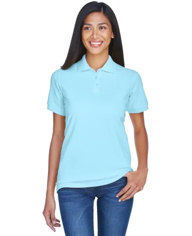 8530 UltraClub® Ladies' Classic Pique Cotton Polo BABY BLUE front view