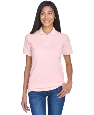 8530 UltraClub® Ladies' Classic Pique Cotton Polo PINK front view