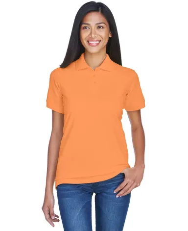 8530 UltraClub® Ladies' Classic Pique Cotton Polo TANGERINE front view