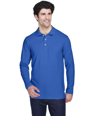 8532 UltraClub® Adult Long-Sleeve Classic Pique C ROYAL front view