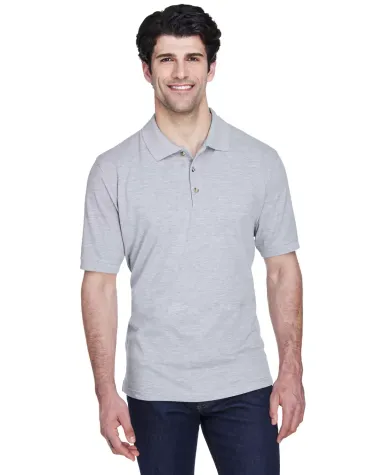 8535 UltraClub® Men's Classic Pique Cotton Polo HEATHER GREY front view