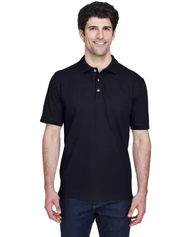 8535 UltraClub® Men's Classic Pique Cotton Polo BLACK front view