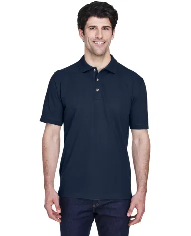 8535 UltraClub® Men's Classic Pique Cotton Polo NAVY front view