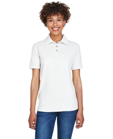 8541 UltraClub® Ladies' Whisper Pique Blend Polo WHITE front view