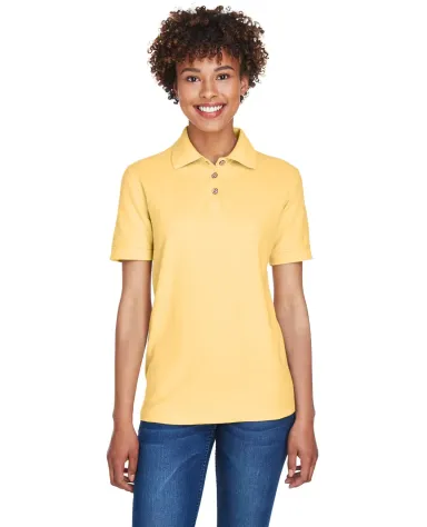 8541 UltraClub® Ladies' Whisper Pique Blend Polo YELLOW front view