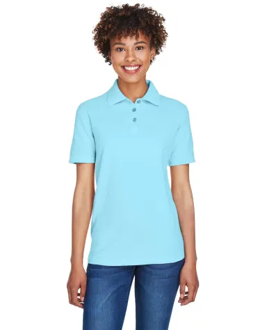 8541 UltraClub® Ladies' Whisper Pique Blend Polo BABY BLUE front view