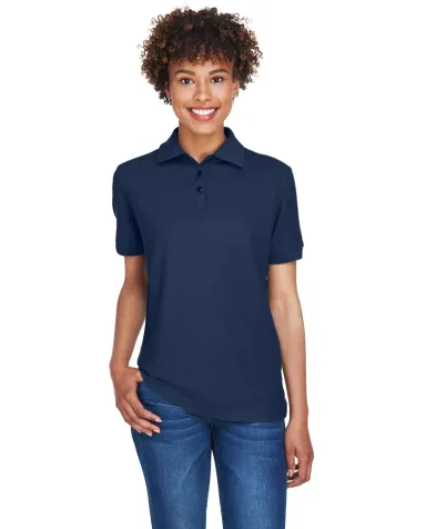 8541 UltraClub® Ladies' Whisper Pique Blend Polo NAVY front view