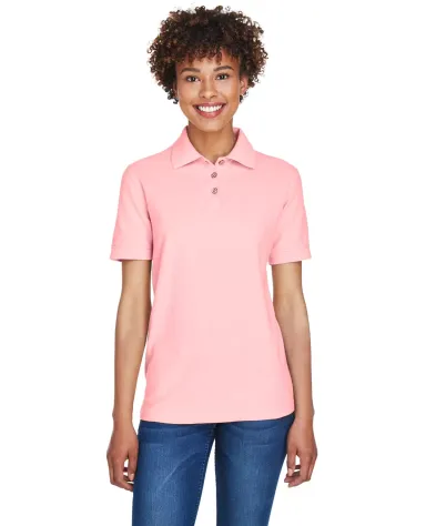 8541 UltraClub® Ladies' Whisper Pique Blend Polo PINK front view