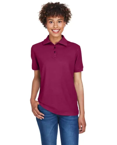8541 UltraClub® Ladies' Whisper Pique Blend Polo WINE front view